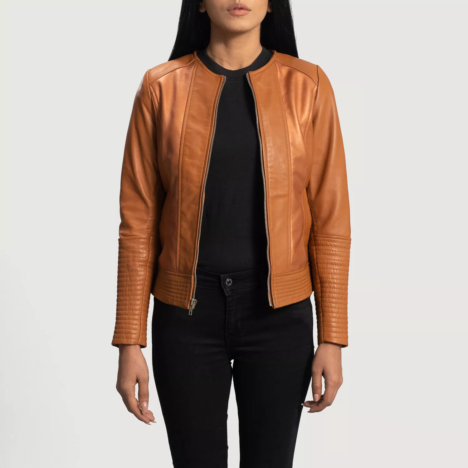 Women Haven Trendy Fashionable 100%Leather Brown Classy Slim Fit Lambskin Jacket