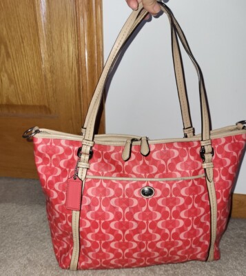 Coach 25506 Peyton Dream C Large Tote Handbag Pink/Tan