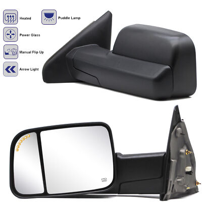 Towing Mirrors For 2002-08 Dodge Ram 1500/2003-09 2500 Power Heated Arrow Light