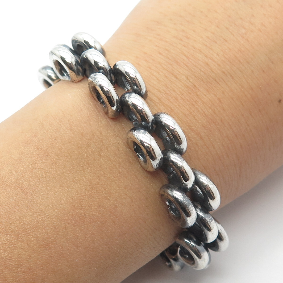 アクセサリー Vintage Link Silver Toggle Bracelet 925 Sterling Silver Knotted Links Toggle Bracelet for Women, 8