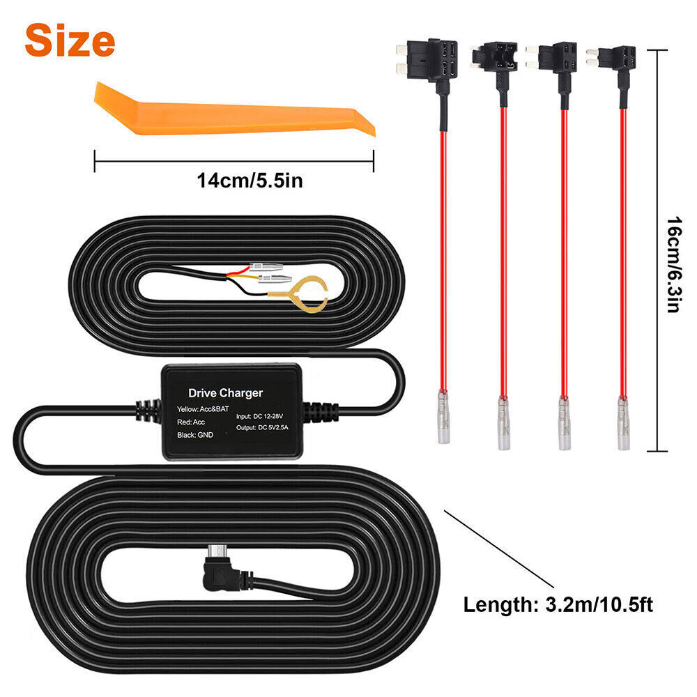 Universal Micro-USB Hard Wire Fuse Box Car Recorder Camera Hard Wire ...