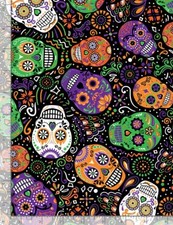 Halloween Fabric - All Eyes on You Sugar Skull Toss - Timeless Treasures YARD
