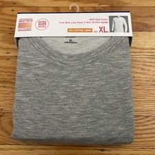UNIQLO Mens Heattech Extra Warm Cotton Crew Neck Long Sleeve T-Shirt Gray XL NWT