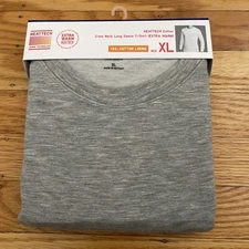 UNIQLO Mens Heattech Extra Warm Cotton Crew Neck Long Sleeve T-Shirt Gray XL NWT
