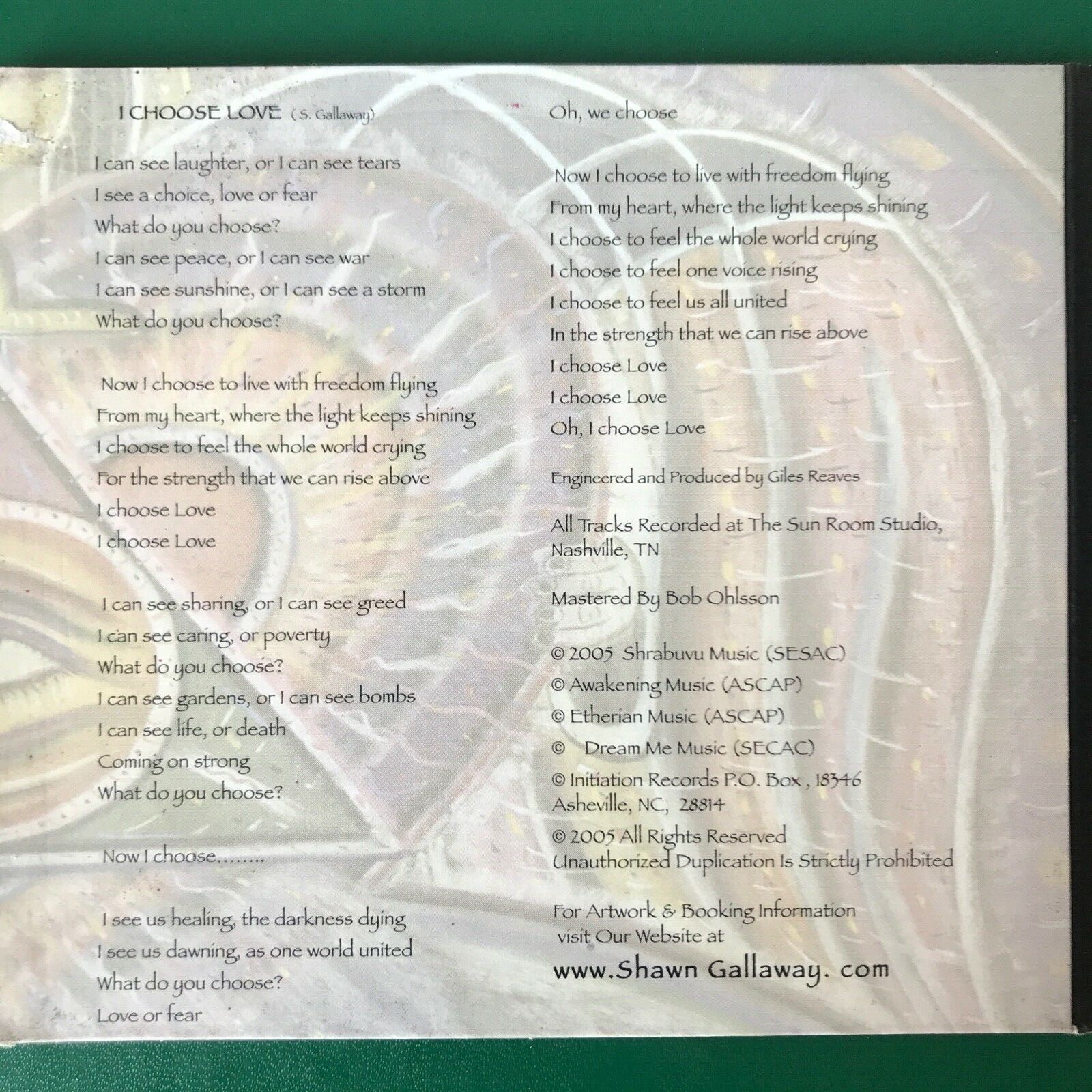 I Choose Love by Shawn Gallaway (CD, 2003) for sale online eBay