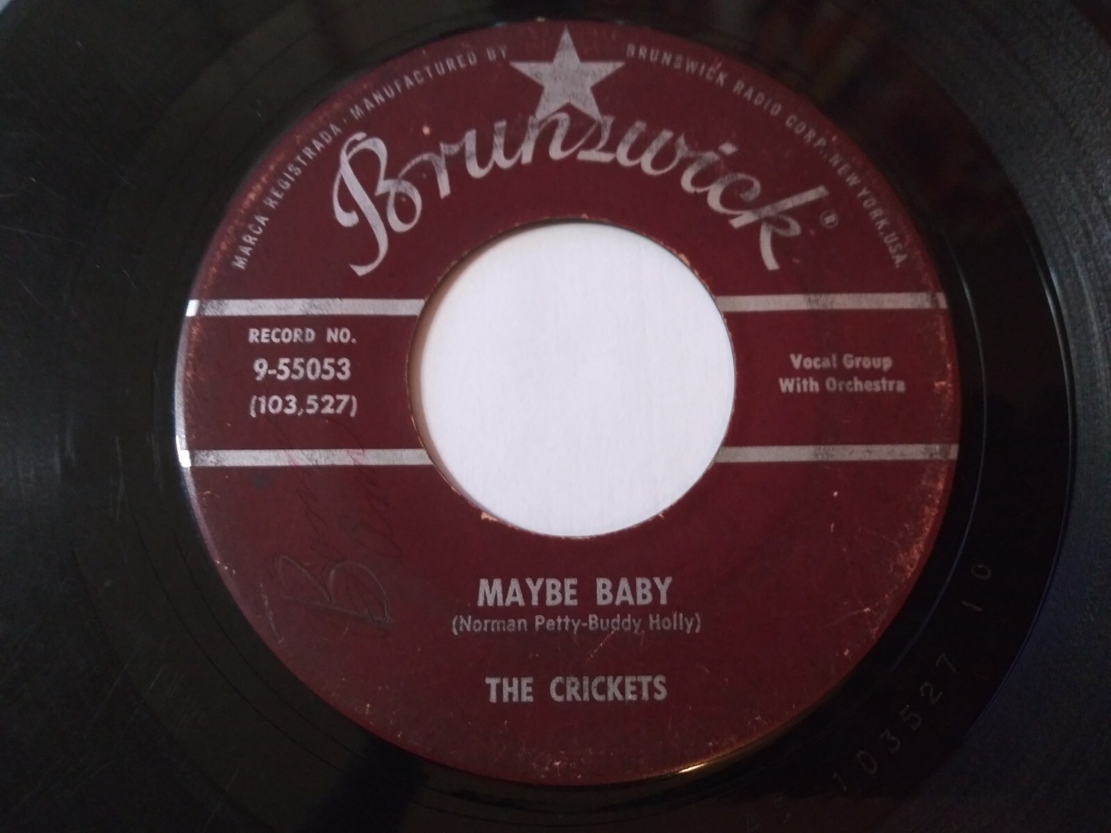 The Crickets – Maybe Baby POOR Original 45RPM Brunswick 9-55043 Record 1958