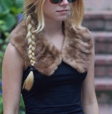 Vintage 50s Mink Fur Stole Collar Light Brown