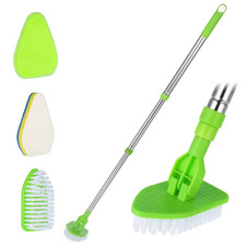 35in Long Handle Shower Scrub Brush Adjustable Tub Bathroom Cleaning Brush Set