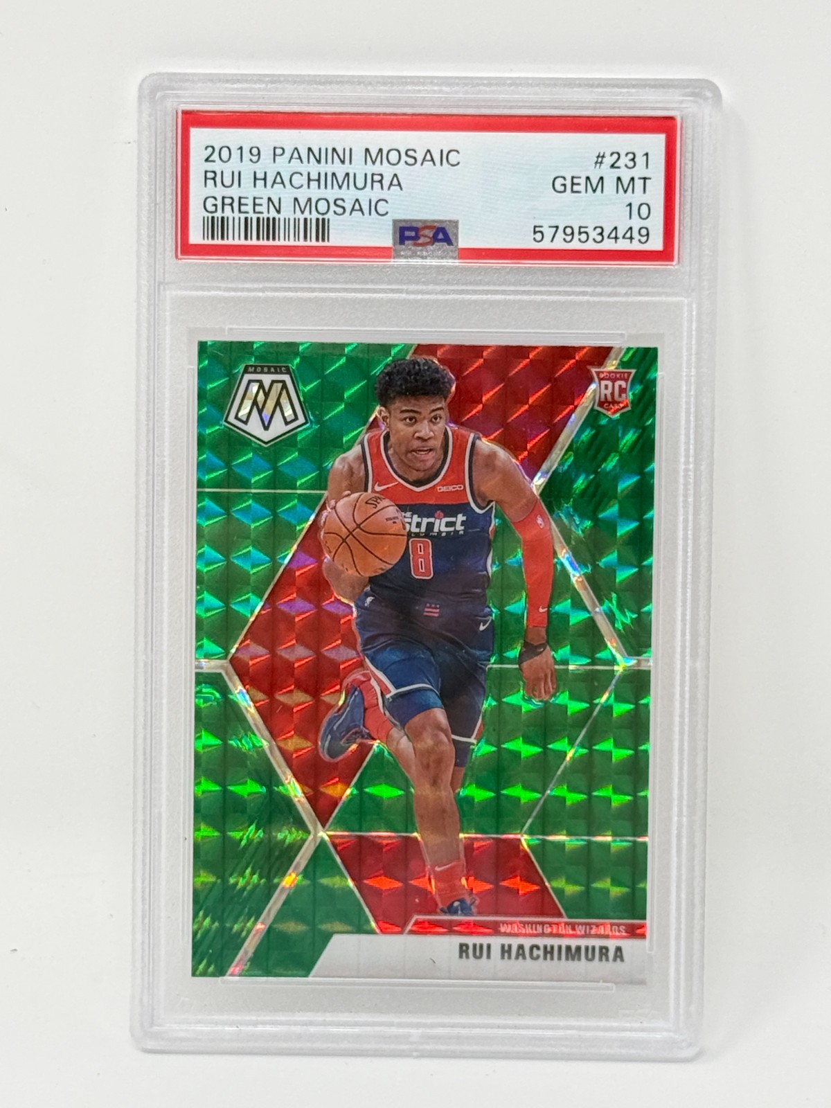 Rui Hachimura -2019-20 Panini Mosaic - #231 - Green Mosaic - Rookie PSA 10