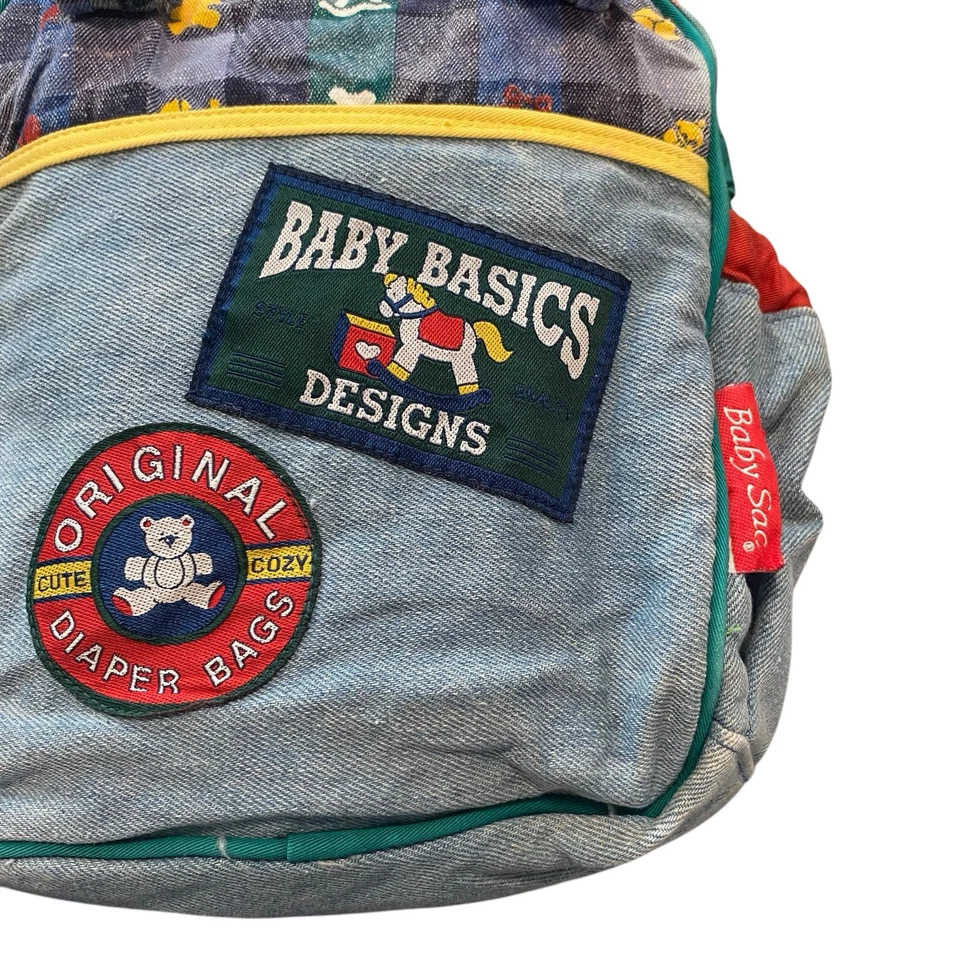 Vintage Baby Sac Basics Mini Diaper Bag Tote Color Block Big Buttons 90s Y2K - Image 2 of 4