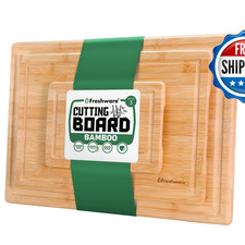 Freshware Wood Cutting Boards For Kitchen - Bamboo Cutting Board Set Of 3