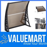 Vordach HaustüR Aluminium Polycarbonat Uv Schutz 100X100 Cm Braun Schwarz