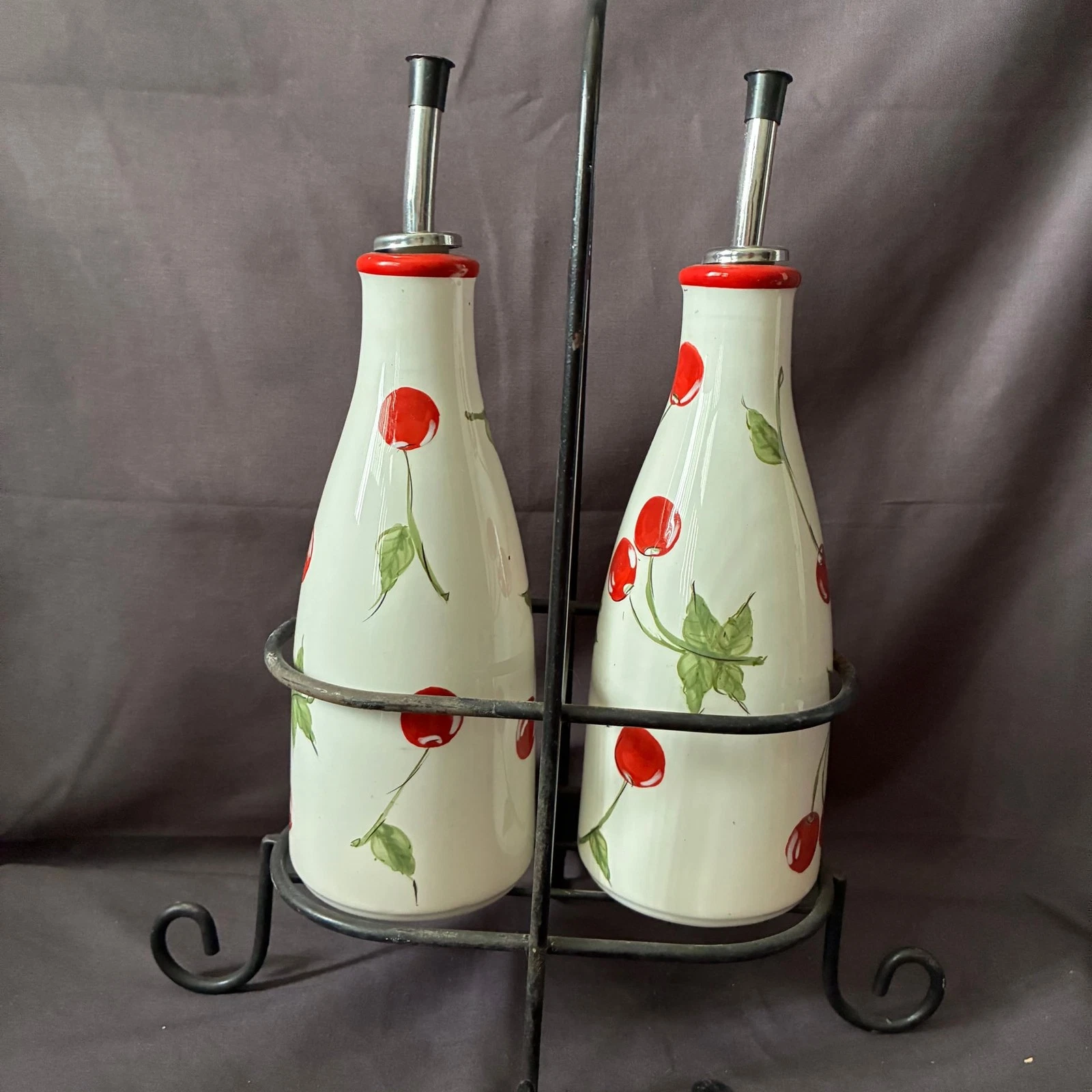 Ceramic Double Neck Oil & Vinegar Bottle