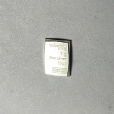 One Gram Pure Silver Bullion Bar .999 Fine Valcambi Suisse