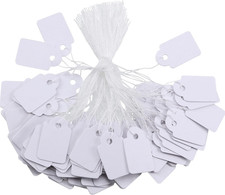 500 Pcs Small Price Tags with String Attached 0.6 X 0.95 in White Blank Marking