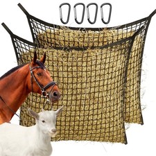 MJFSGYO 2 PCS Slow Feed Hay Net, Hanging Horse Bag Black/ 2