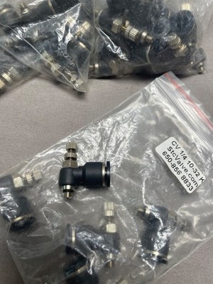 New (1 pc.) STC 90° Flow Controller  1/4T Quick Conn. X 10/32 or 5mm Male Treads