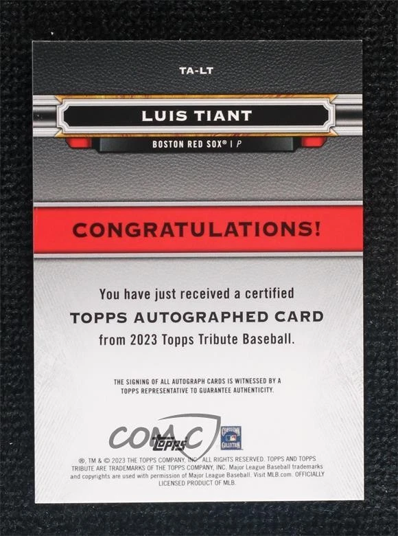2023 Topps Tribute Tribute Auto /199 Luis Tiant #TA-LT Auto - Image 2 of 2