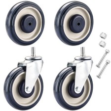 5" Shopping Cart Caster Wheels 4-Pack with Hardware, Blue