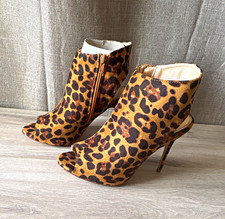 Venus Women's Leopard Animal Print Open Toe Ankle Booties Zip, Size 8 NW Def