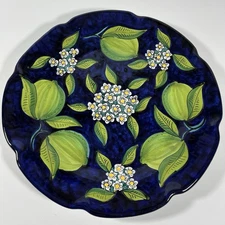 Avallone Vietri Italian Handmade Pottery 14" Serving Platter, Limes & Flowers
