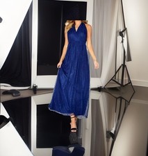 Little Mistress Maxi Dress Navy Blue Size 14 All Over Lace Multiway Dress New