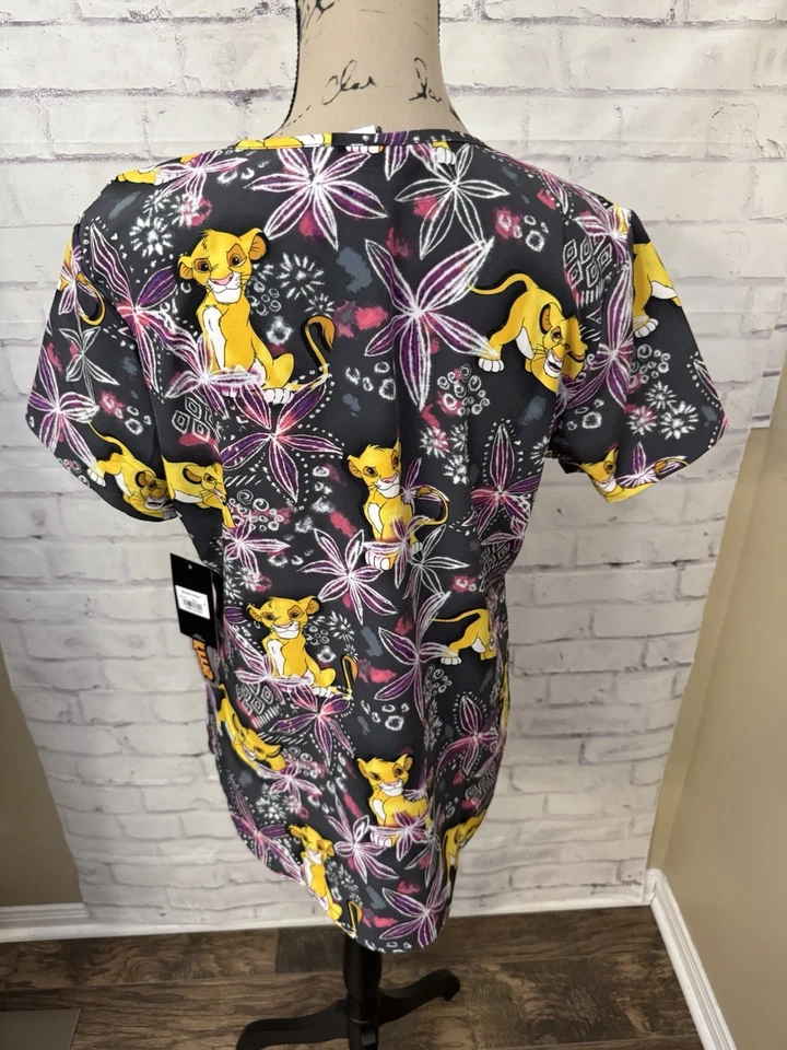 Tooniforms Cherokee Scrub Top Med Disney Lion King Through The Jungle New - Image 3 of 4