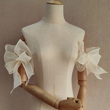 Chic Bridal Sleeve Detachable Bow Organza Puffy Sleeves Covering Women Wedding
