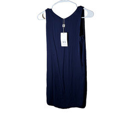 Halston Heritage Dress Women's 2 Blue 100% Silk Sleeveless Shift Round Neck