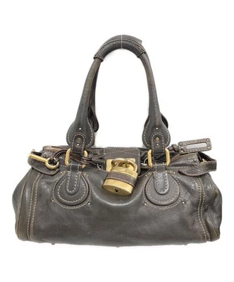 Mini sac à main cartable Chloe Paddington cadenas en cuir marron foncé... - Photo 1/4
