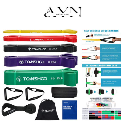 5-Level Resistance Bands | 208cm Natural Latex | Door Anchor Handle