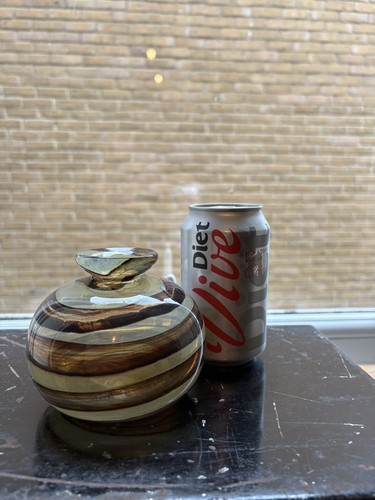 Windshield Turtle Shell Isle of Wright Michael Harris Signed Tortoise Shell Art Glass Vase 3.5 ...