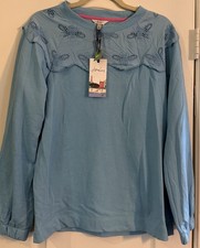 NWT Joules Brinley Light Blue Bee Embroidered Sweatshirt Size 8 US/12 UK