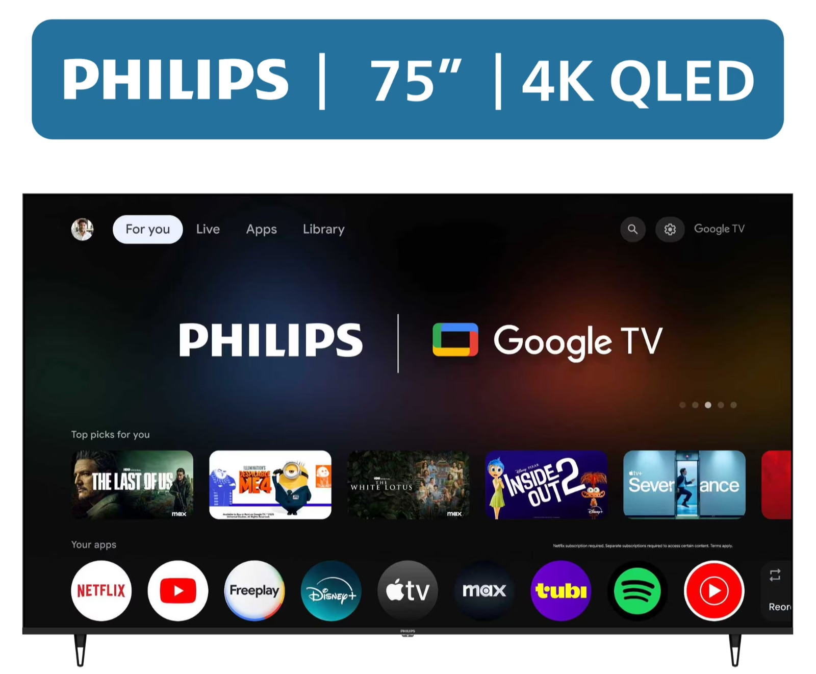 Philips 75" inch QLED 4K Google Smart TV HDR 10 Ultra HD [Cy