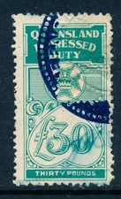 Australia 1939 Queensland Revenue, £30 Impressed Duty stamp BF266 Rockhampton