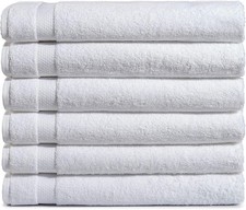 6-Pack Bath Towels, 100 Ring Spun Cotton, 600 GSM, Lightweight and Highly