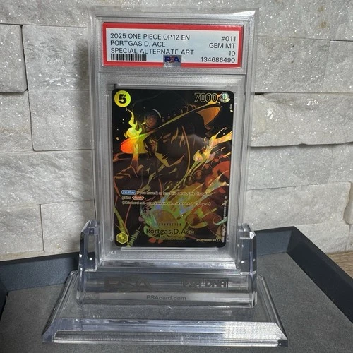 2025 ONE PIECE OP12 LEGACY OF THE MASTER ST13-011 PORTGAS D ACE SP PSA 10 GEM MT