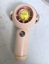 Pink Handheld USB/Battery Rechargeable Fan Cordless 3 Speed Push Button