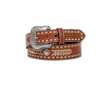 Nocona Western Belt Mens Basketweave Concho Buckle 34 Tan N210006208