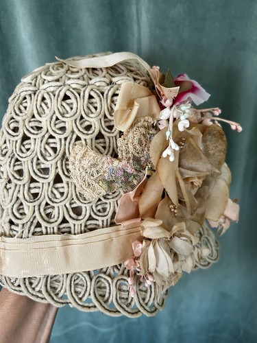 Original Vintage Art Deco Flapper Handmade Cloche Hat Flowers Skullcap - Picture 6 of 9