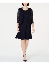 R&M RICHARDS Womens Navy Sleeveless Knee Length Empire Waist Dress 10