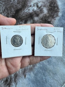 2- JAMAICA  COINS ONE DOLLAR AND TEN DOLLARS COINS 2000