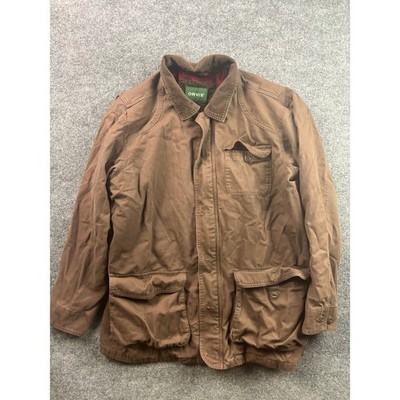 Orvis Barn Field Jacket Mens Large Brown Plaid Lined Canvas Corduroy Collar