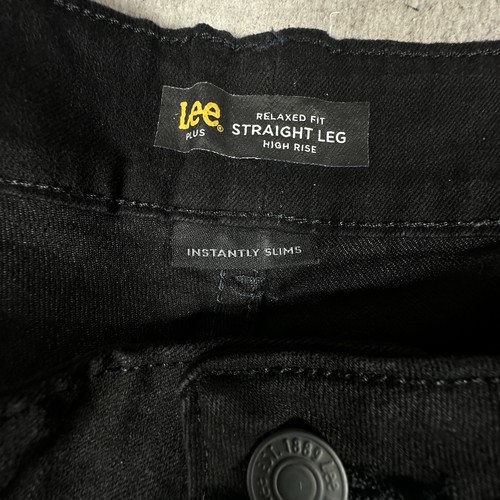 Lee Plus Jeans Womens Black 28W Instantly Slims Classic Relaxed Fit Straight Leg - Afbeelding 7 van 16