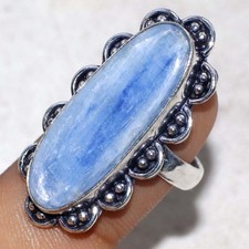 925 Silver Plated Blue Kyanite Ring US 8 Stylish Jewelry New Year Vibes GW
