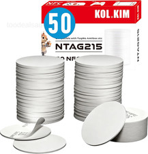 50 Pcs NTAG215 NFC 215 Tags Blank 1 inch, White Nfc Coin With Adhesive