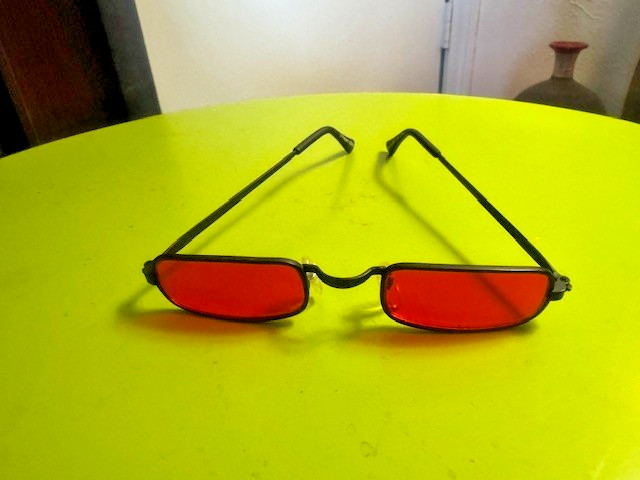 Mr. Peepers Fashion Sunglasses. Red Lenses. Skinny Design.