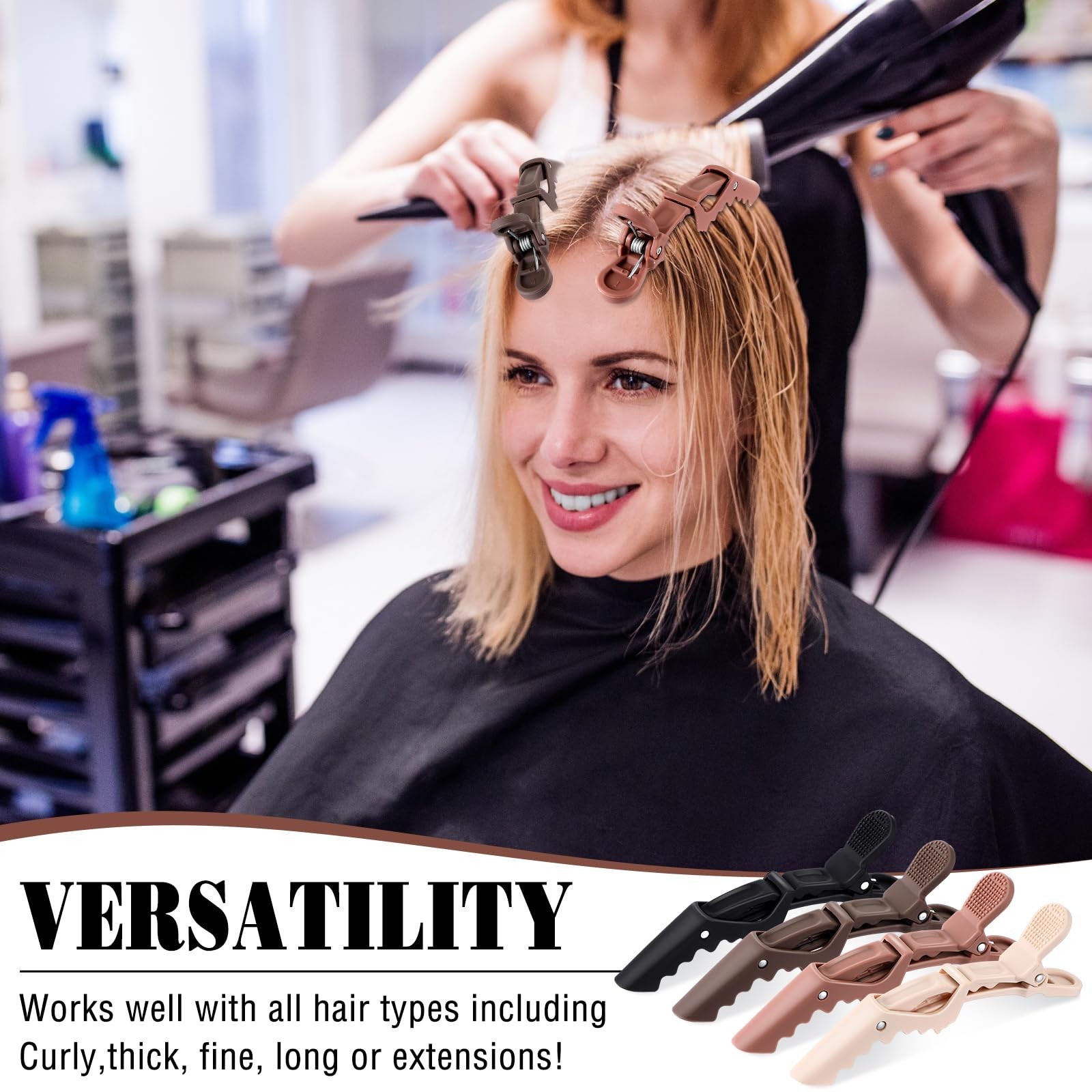 12 PCS Brown Matte Alligator Clips for Hair Styling and Sectioning Crocodile