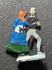 Vintage Hans Heinrichsen German Flat Lead Skating Couple Figure Winter