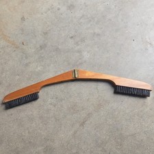Vintage Wood Folding Travel Coat Hanger with Lint Brush 17  Missing Hanger